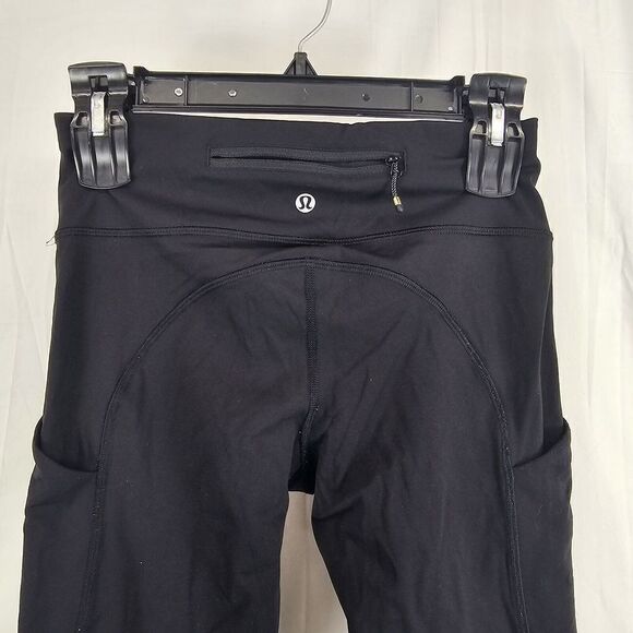 LULULEMON Speed Tight IV Black Ankle  Pocket Ruching Size 4 Activewear Athletica - Picture 7 of 8
